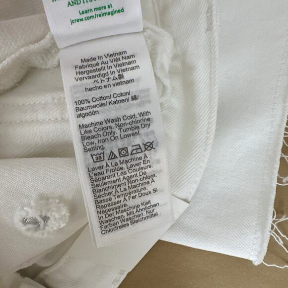 J.Crew Tall Sailor Mid Rise Relaxed Demi Boot Jean White Gold Buttons US 25T NWT - Picture 13 of 13